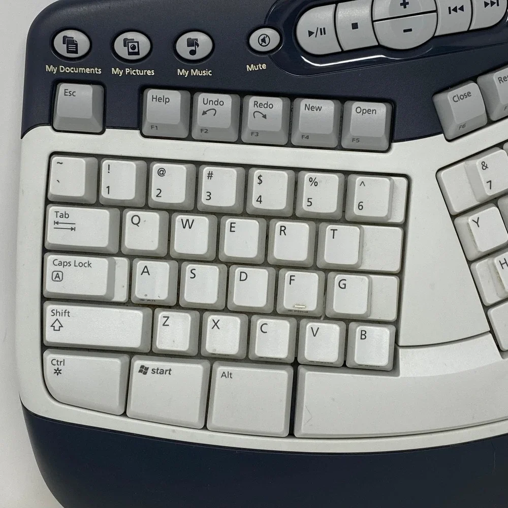 Vtg Microsoft Natural MultiMedia Keyboard 1.0A Navy Blue RT9470 Tested-Works